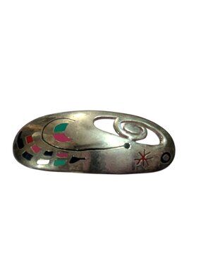 Stylized Abstract Eye Of Ra Brooch Avant Garde Jewelry 2.5-Inch Mixed Metal Desi